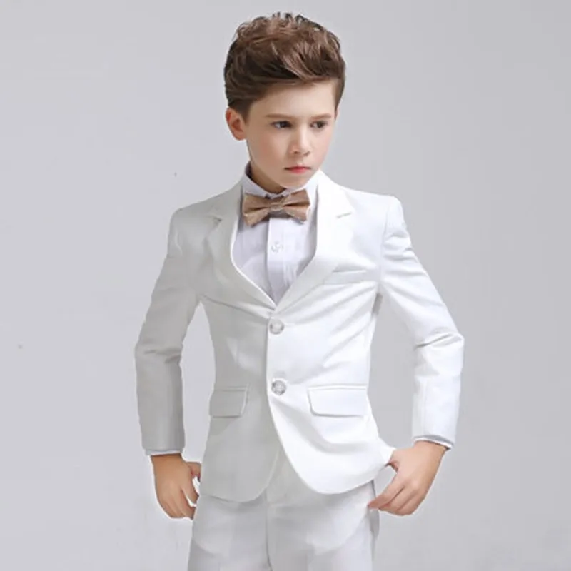 

New Kids Boys Wedding Suit White Baby Blazer Pants Baptism Birthday Outfit Gentlemen Teenager Tuxedos Dresses For Children,H118