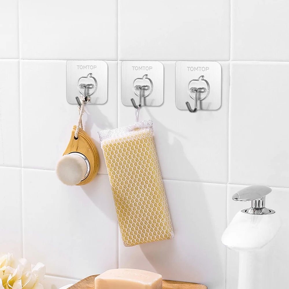 

2pcs/set Wall Sticky Traceless Hook Wall-mounted Sticky Hook Single Hook with Back Adhesive for Tile Marble Ceramic Mirror Glass