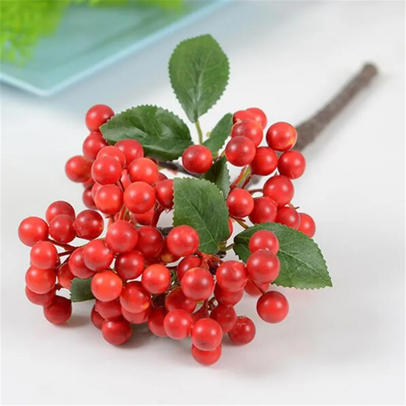 30cm red 30 шт. искусственные ветви ежевики, искусственные ягоды, пластиковые стволовые растения, ягоды, фрукты, зелень, четыре цвета - Цвет: 30cm red