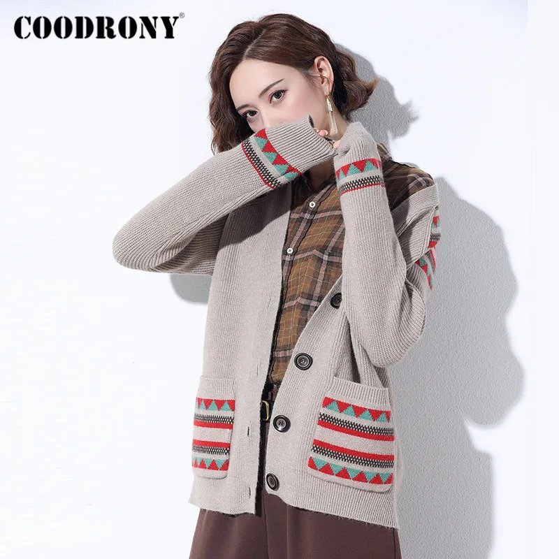 COODRONY Brand Korean Style Casual Warm Cardigans Female 2020 Autumn Winter Streetwear Fashion Pockets Slim Sweaters Women W1085