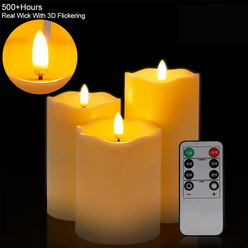 HiMISS 3Pcs/Set Flameless Candle Shape Lamp with Remote Control Warm Yellow Light Night Home Party Birthday Decoration | Лампы и