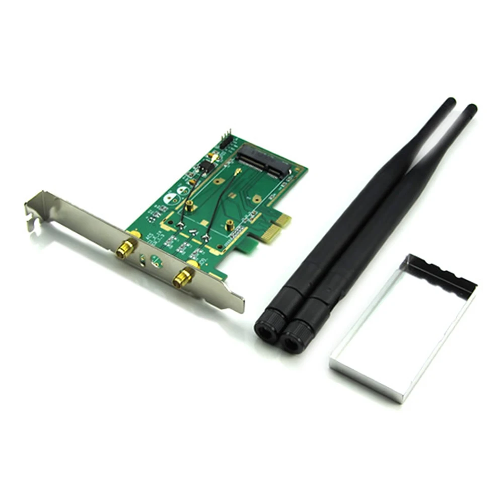 wifi adapter Wireless WiFi Network Card Mini PCI Express PCI-E to PCI-E 1X Desktop Adapter Bluetooth-compatible Converter with 2 Antenna wifi card for desktop