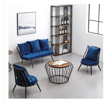 Iron sofa northern Europe simple modern balcony milk tea shop table and chair net red ins women's clothing shop small sofa