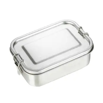 

304 Stainless Steel Lunch Box Single Layer Adult Lunch Container Sealed Leakproof Rectangular Student Bento Box 1400ml