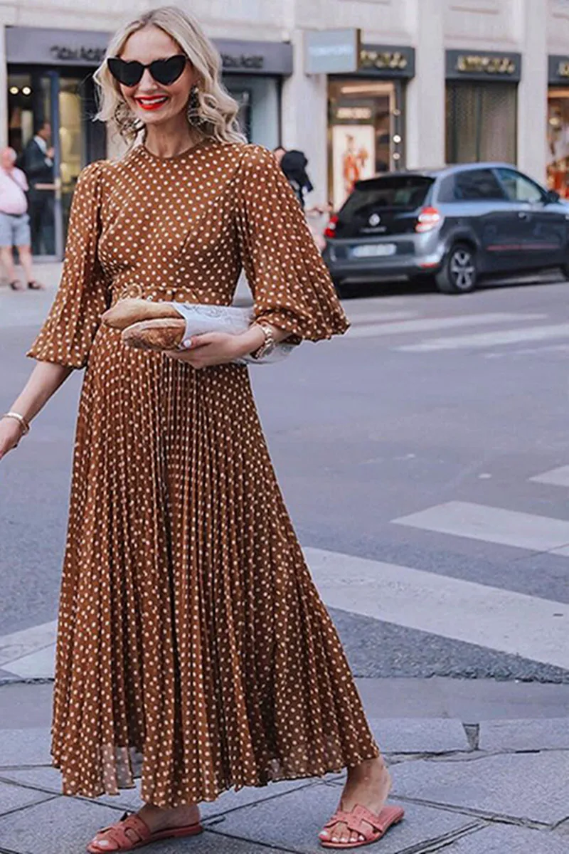 

2020 New arrive o neck dot real SILK women dress