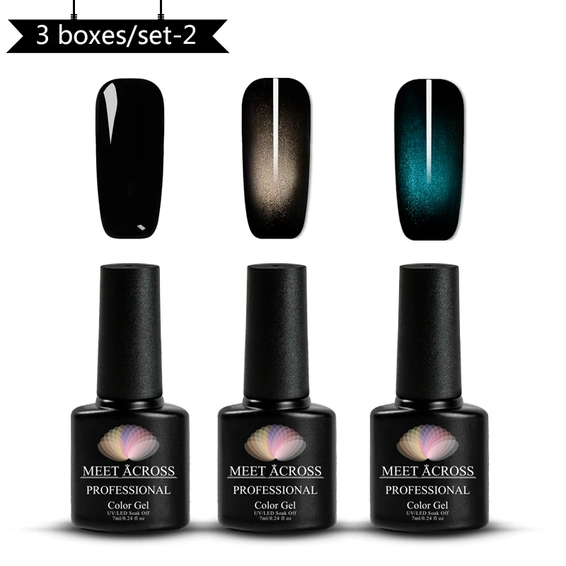 TZH04698 MEET ACROSS Glamorous Гель-лак для ногтей с эффектом «кошачий глаз» мерцающий Магнитный замачивающийся Гель-лак для ногтей на черной основе Need Gel lack es Manicure Lacque - Цвет: TZH04698