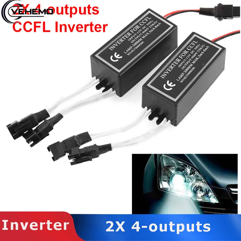 

Vehemo 2X High quality 4-outputs Spare Inverter Ballast For CCFL Angel Eyes Replacement Kit 12V Female Inverters