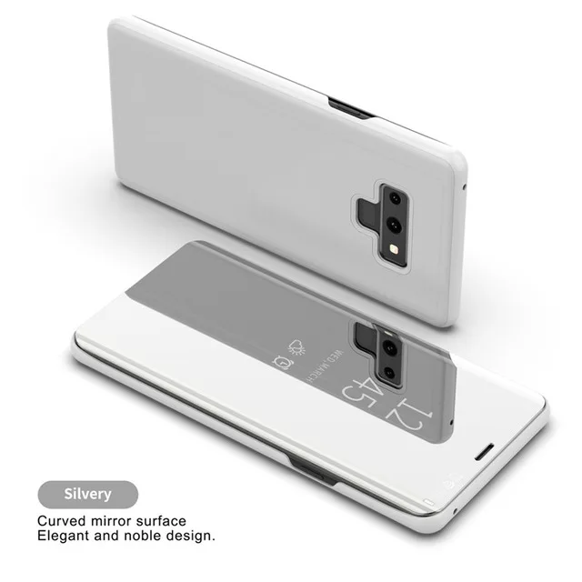 Silver Clear View Smart Зеркало чехол для телефона для samsung Galaxy A9 A8 A7 A6 J8 S8 S9 J4 J6 плюс A5 J7 J5 3 S7 Edge Note 8, 9 - Цвет: Silver
