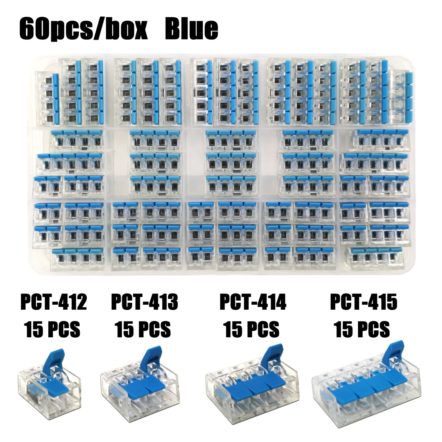 Тип провода разъем в штучной упаковке Универсальный Компактный клеммный блок домашний провод освещения разъем для внутреннего гибридного быстрого разъема - Цвет: 60pcs blue