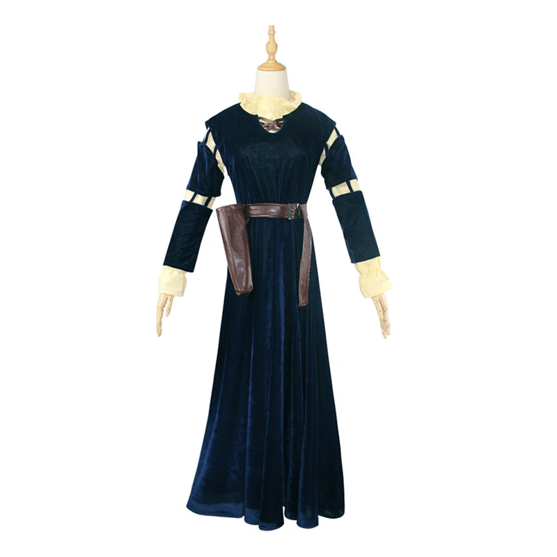 Blue Dress Snalify, классический костюм для косплея из фильма «Отважная Принцесса Мерида», костюм на Хэллоуин для женщин, нарядное платье на Рождество, карнавал, вечеринку, парик Мерида - Цвет: Blue Dress