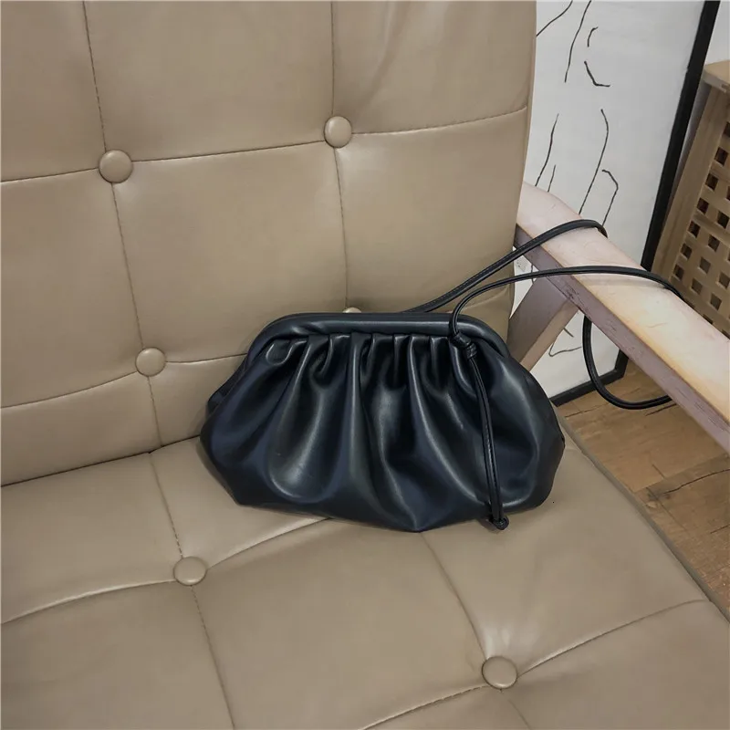 Soft Cloud PU Leather Women Handbag New Dumpling Crossbody Bag Shell Light Weight Shoulder Messenger Bag Folds Clutch Bag