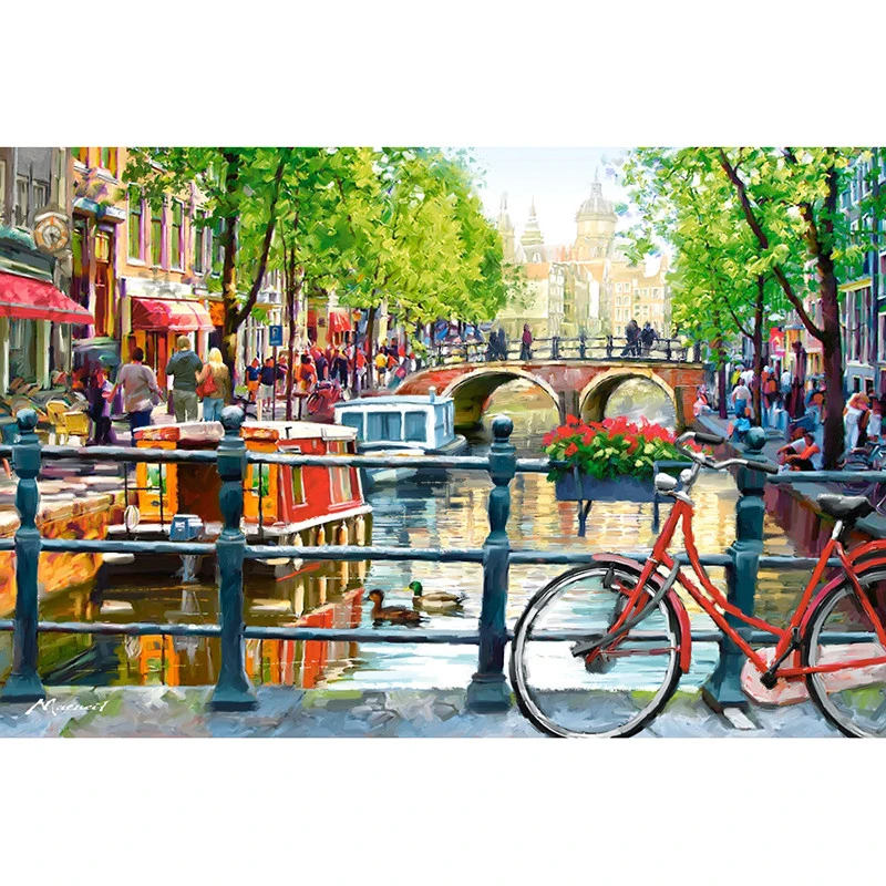 

full square diamond 5D DIY diamond painting Amsterdam scenery diamond embroidery round Cross Stitch Rhinestone decoration