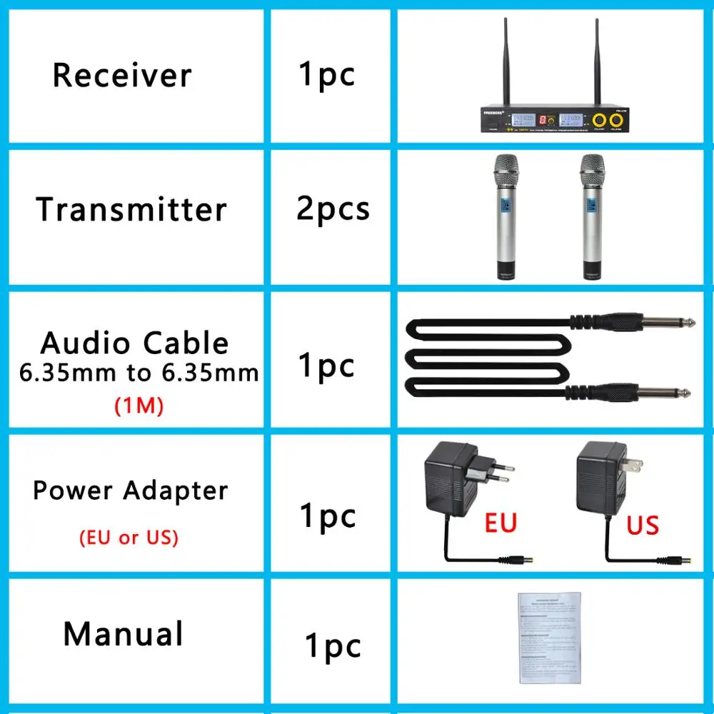 Freeboss FB U09 S серебряный цвет 2 Way металлический ручной микрофон UHF беспроводной с