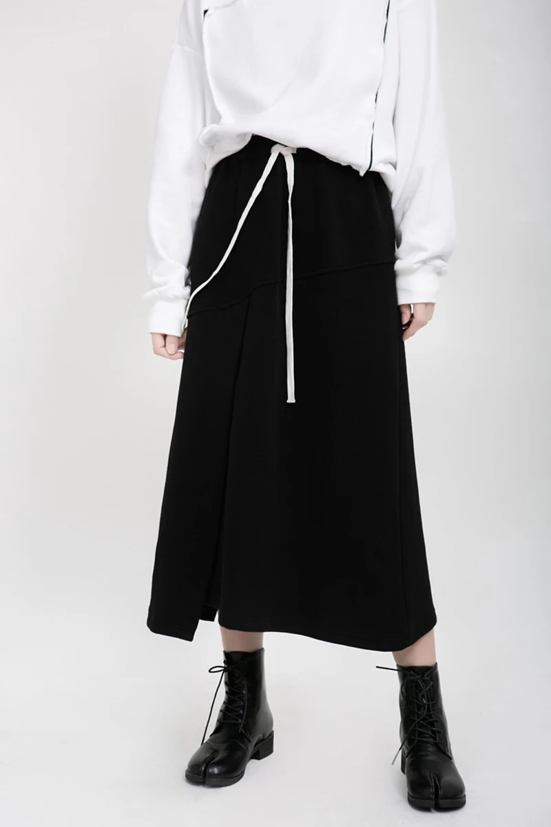 [EAM] высокая эластичная резинка на талии, черная облегающая юбка, женская мода, новинка, весна-осень, 19A-a178