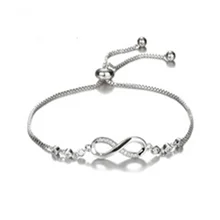 Роскошная хрустальная люстра с цифрой «8» и надписью, браслет Мода серебряные регулируемые браслеты с кулоном в форме бесконечности для Для женщин Модные украшения