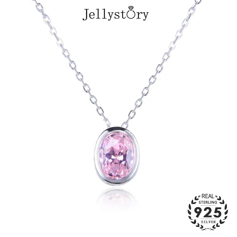 Женское ожерелье из серебра 925 пробы с цирконом овальной формы|Подвески| |