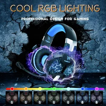 

Gaming Headset Glowing Vibrating Headphones Stereo with Microphone for Laptop