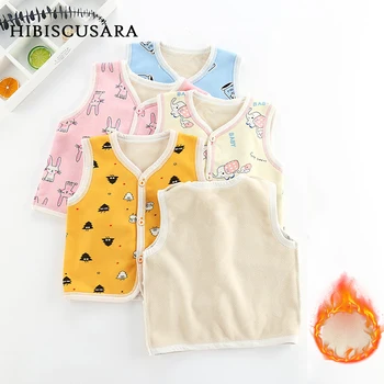 

Fleece Kids Early Spring Outwear Waistcoat Boys Girls Vest Coat Cartoon Printed Thicken Sleeveless Coats
