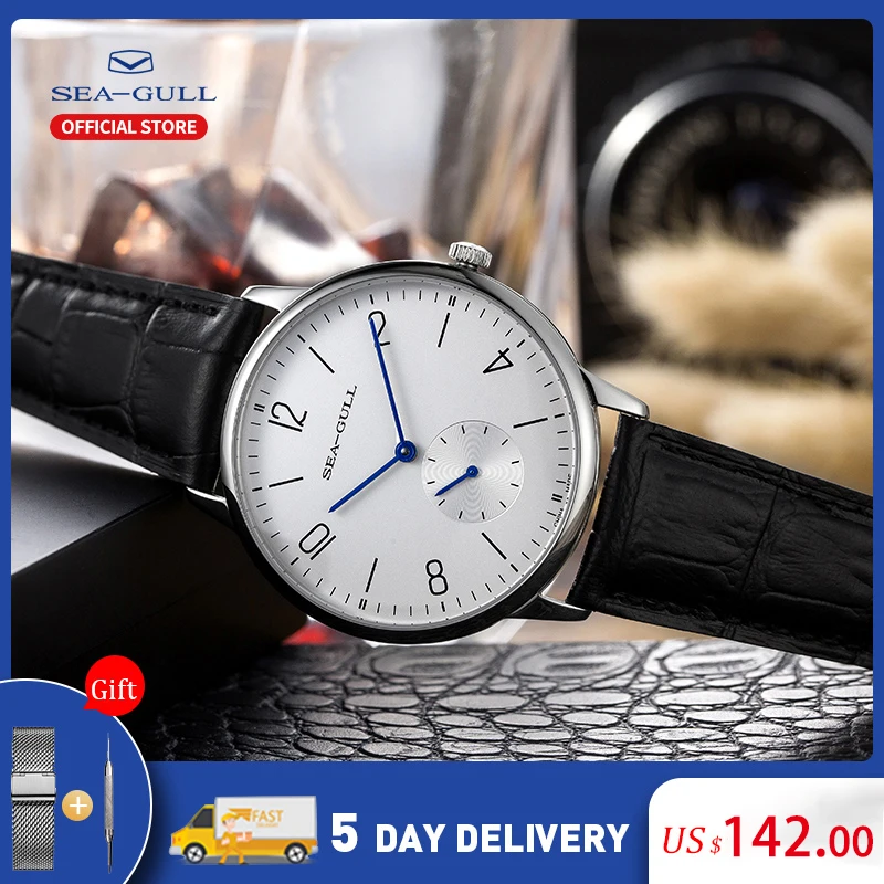 Mens Watch Mechanical-Watch Seagull Business Official Ultra-Thin Brand Top Manual Strap