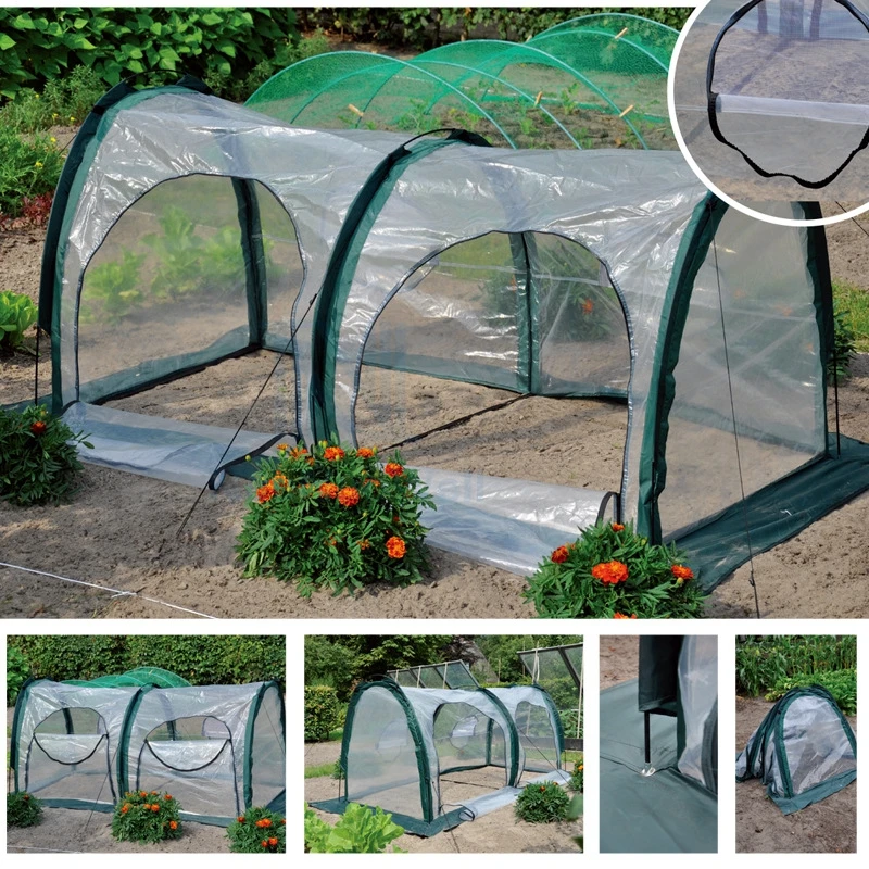 

Two Meters Conjoined PE Garden Keep Warm Tunneling Tent Movable Plant Canopy Succulents Flowers Water-proof Ventilate Greenhouse