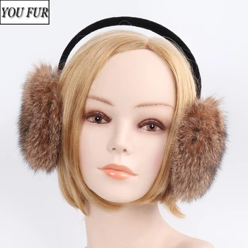 

Real Rabbit Fur Earmuffs For Girl Winter Warm Genuine Rabbit Fur Plush EarMuff Women Fashion 100% Natural Real Rabbit Fur Earlap