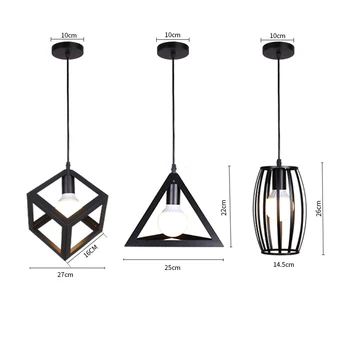 

Retro Loft Industrial Iron Hanging Lights E27 220V LED Black Pendant Lamps For Kitchen Living Room Bedroom Aisle Restaurant
