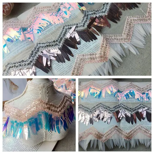 

Exquisite Sequin Embroidery Fringed Lace Ribbon DIY Performance Clothing Dress Skirt Stitching Jewelry Home Curtain Material