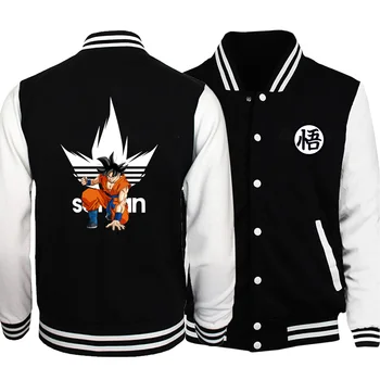 

Men Funny Dragon Ball Fashion Print baseball jackets White Hoodie outwear man Sweatshirt 2019 Fall Winter Casual fleece Jackets