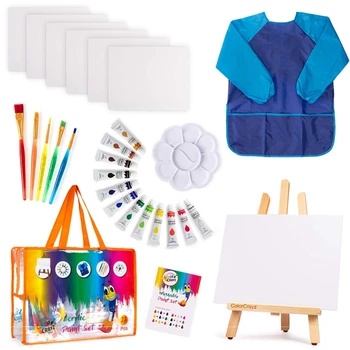 

27Pcs Kids Paint Brushes Sponge DIY Drawing Supplies Canvas Painting Kit Acrylic Paint Set