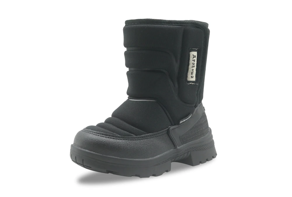 Apakowa/детские зимние ботинки для маленьких мальчиков; детская зимняя Уличная обувь до середины икры с шерстяной подкладкой на липучке; прогулочная обувь для бега и пешего туризма