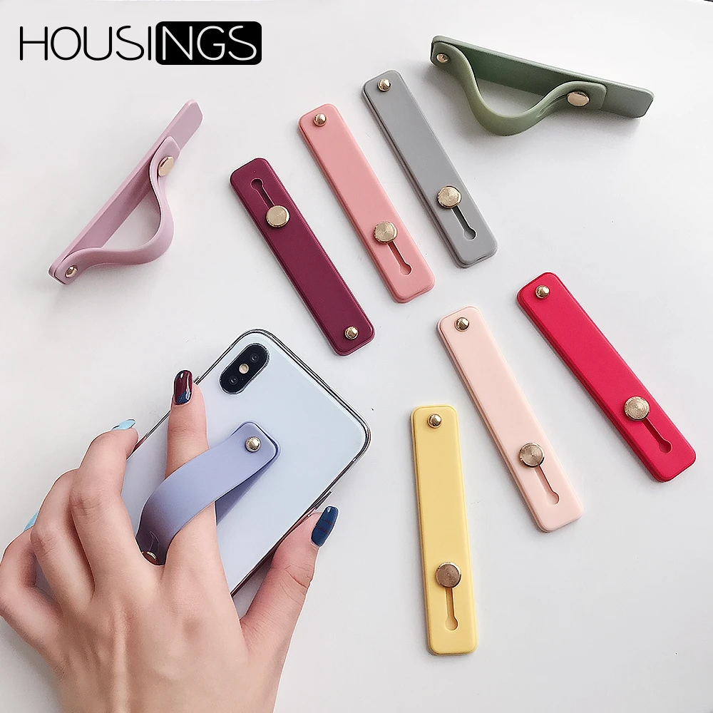 

Silicon Phone Hand Band Holder Universal Finger Ring Holder For iPhone Wristband Strap Push Pull Grip Stand Candy Color Bracket