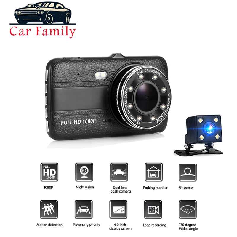 4 дюймовый Full HD 1080P Автомобильный видеорегистратор с IPS экраном автомобильная
