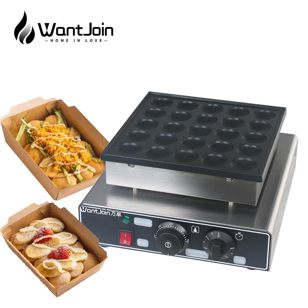 

WantJoin Commercial pancake maker 25 Holes Mini Pancake Machine Poffertje Grill Dutch Waffle Maker Mini Pancake Dorayaki Machine