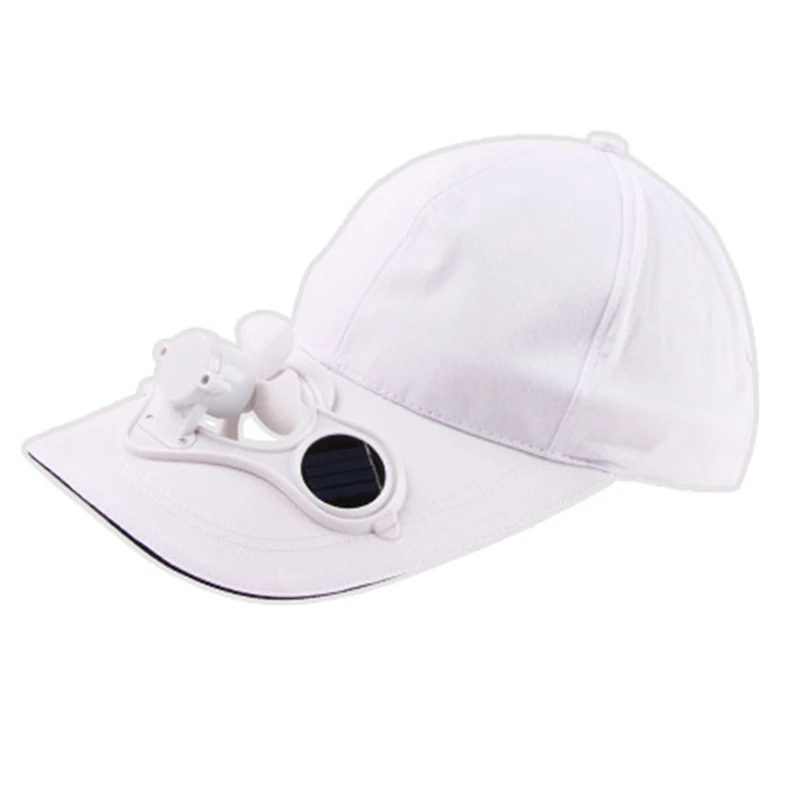 

Super sell-White Solar Powered Fan Summer Sport Outdoor Hat Cap With Solar Sun Power Cooling Fan Bicycling Climbing Small Air Co