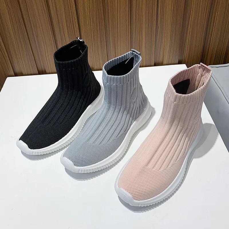 2022 New Stretch Fabric Socks Boots Women Women's Shoes Breathable Knitted High-top Sports Hip-hop Luxury Brand Shoes Woman
