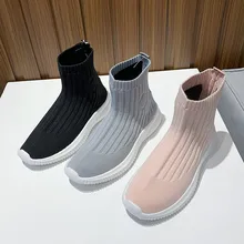 

2022 New Stretch Fabric Socks Boots Women Women's Shoes Breathable Knitted High-top Sports Hip-hop Luxury Brand Shoes Woman