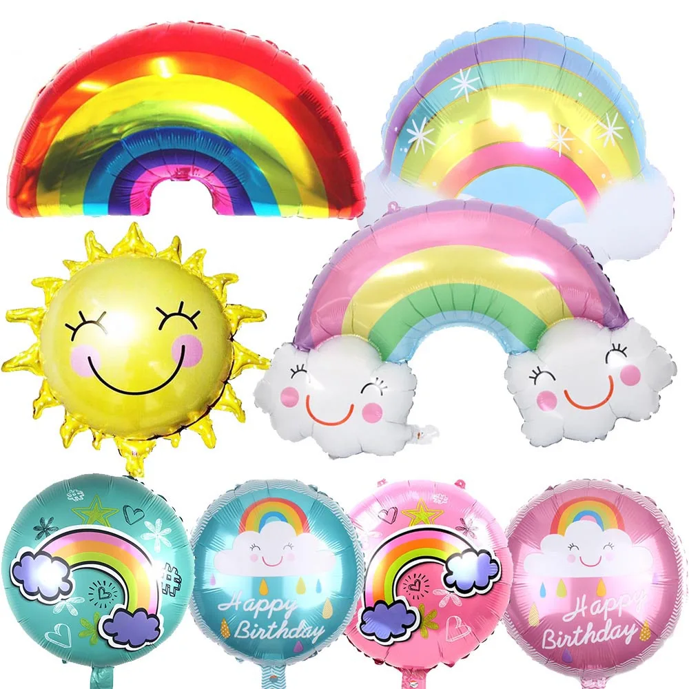 5PC Rainbow Smile Blue Cloud Sun Foil Balloon Kids Gifts Toys For Wedding Happy Birthday Party Decor Baby Shower Globos