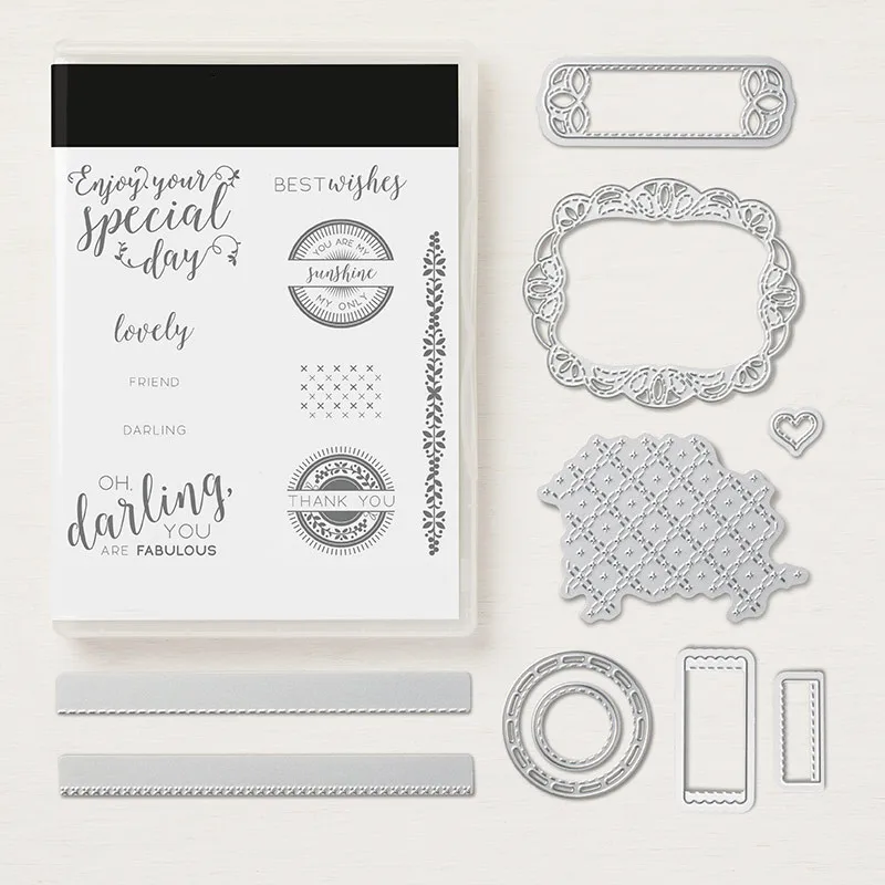 

Stitched Word Die Clear-Mount Stamp Set Metal Cutting Dies and stamps for scrapbooking and making paper for cards