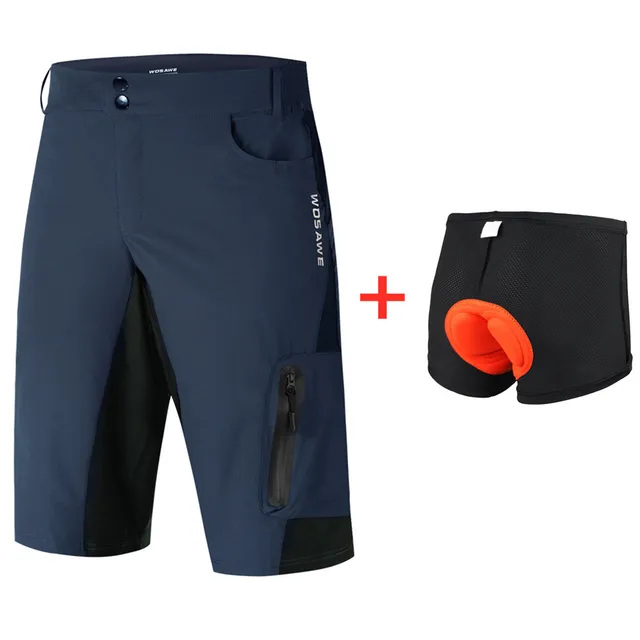 WOSAWE Cycling Shorts Summer Breathable Loose Short MTB Shorts Bike Shorts Men Running Bicycle Pants Riding Shorts Pants BL136-Dark Blue Set