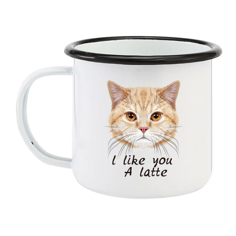 350ML Enamel Mug with Photo Text Sublimation Print Office Home Funny Water Cups Breakfast Milk Coffee Tea Gift water cup custom mug