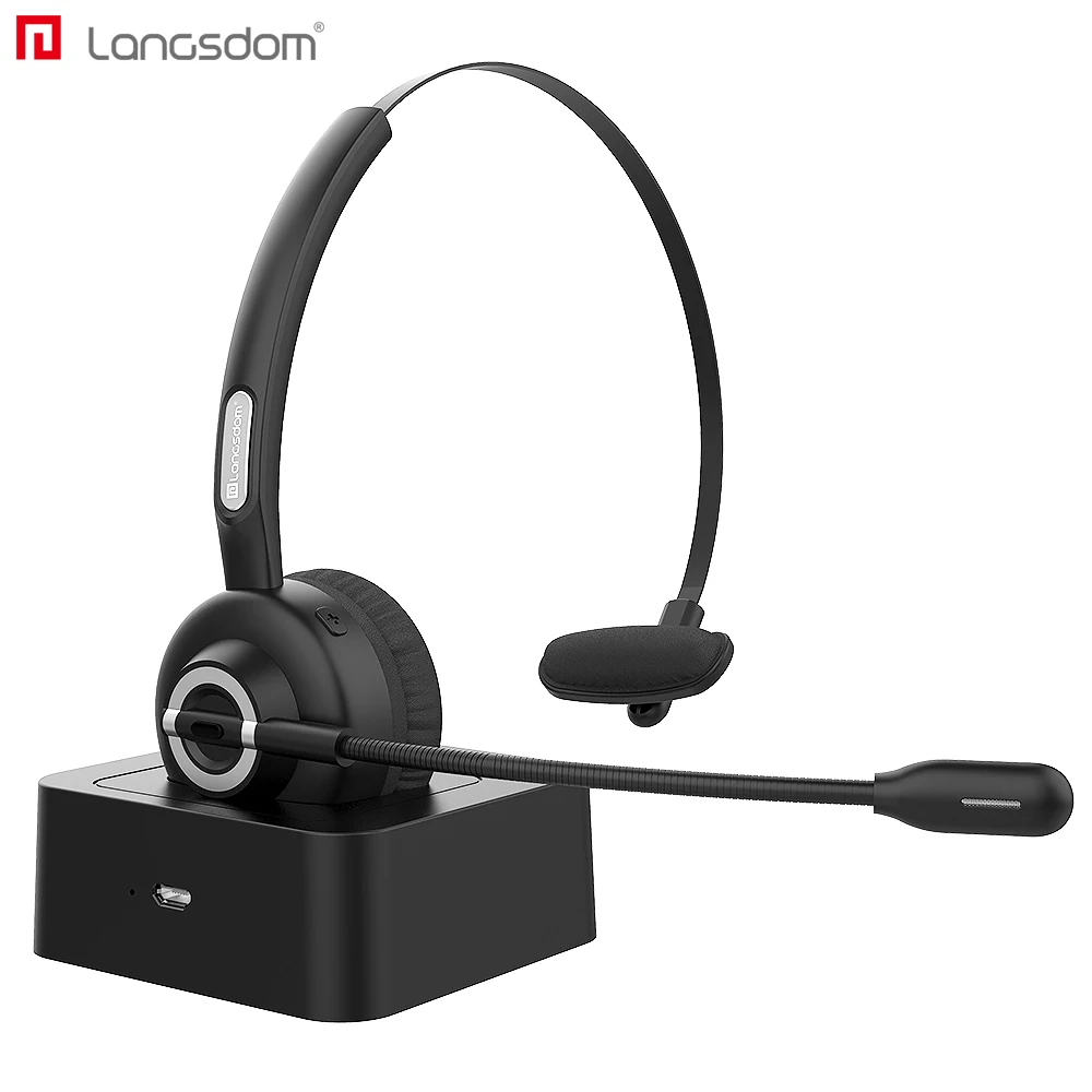 Новейшая офисная гарнитура Langsdom наушники Bluetooth для звонков по Skype беспроводной