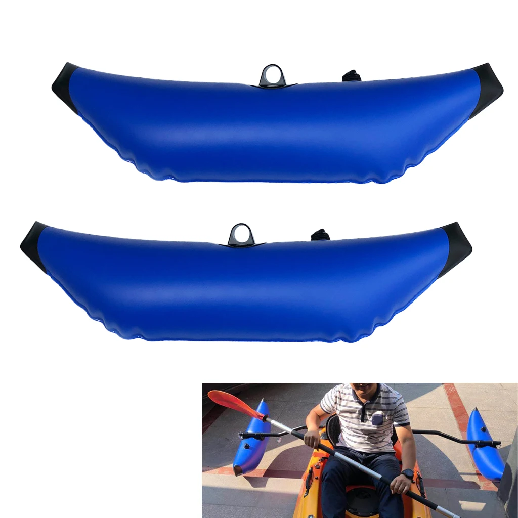 Pack 2 Blue PVC Kayak Canoe Inflatable Outrigger, Fishing Boat SUP Standing Stabilizer Kit Gear Equipment - Premium & Durable