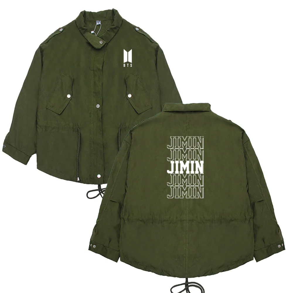BTS Coat Bulletproof Boys Related Products Trench Coat Retro Hong Kong Flavor Casual Tooling Jacket Spring And Autumn Mid-length