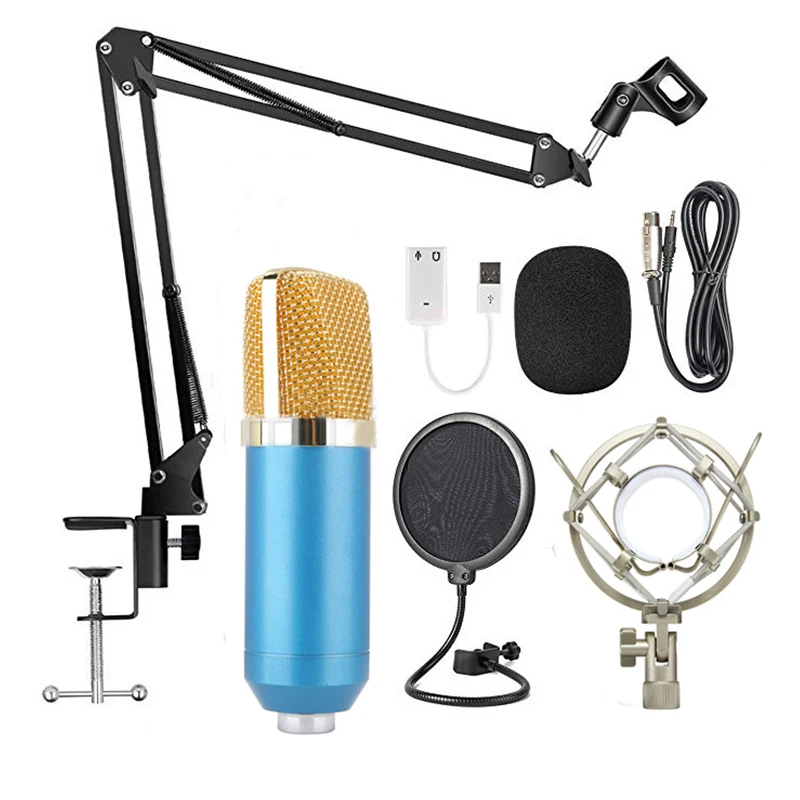 

1 Set Microphone Set Computer Network Karaoke Recording Live Microphone USB Sound Card1