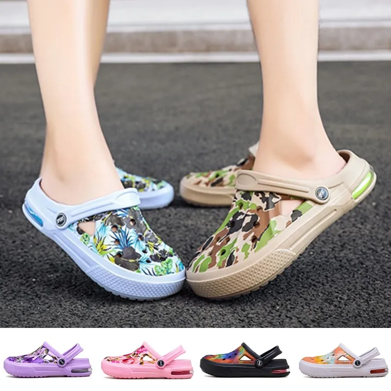 

Couple Summer Sandals Mens Womens Beach Clogs Shoes Slip-on Casual Air Cushion Home Slippers