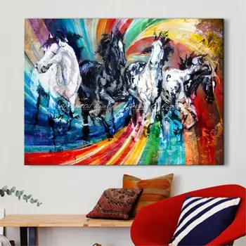 

Arthyx Pop Art Hand Painted Horse Animal Oil Painting On Canvas For Modern Abstract Wall Picture For Living Room Home Decoration