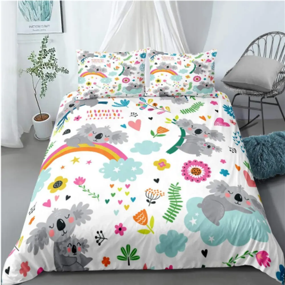 

Bedding Set 3D Print Design Duvet Cover Queen Twin Size Dropshipping Boy gife SINGLE only 1 Pillowcase Bear cartoon children