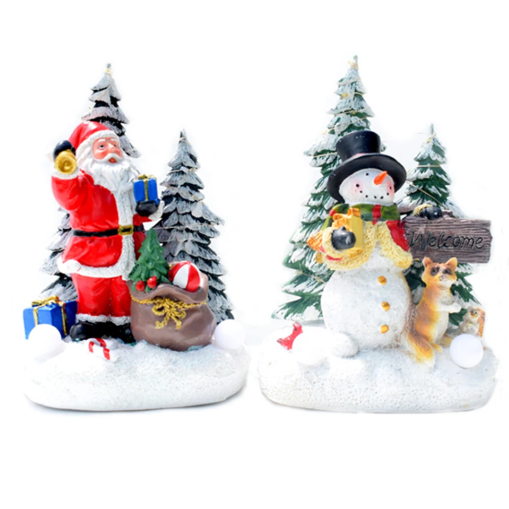 

Christmas Glowing Music Ornaments Resin Santa Claus/Snowman/Deer Christmas Decorations Resin Desktop Ornament Easy To Use