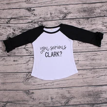 Новая детская футболка с принтом, футболка с длинными рукавами для маленьких мальчиков и девочек, Осенние Топы с надписью «You Serious», «Clark», одежда для малышей