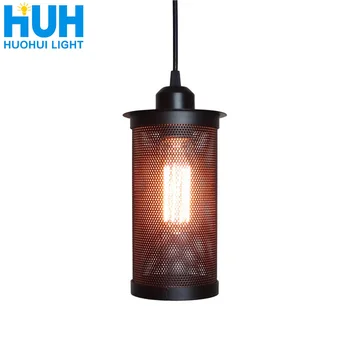 

Vintage Industrial iron Pendant lamp Dia Hollow metal lampshade Restaurant/Bar/Coffee/Bed Room Retro American Pendant Lamp